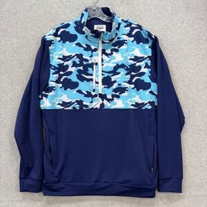 Straight Down Pullover Mens XXL Blue Camo Quarter Zip Stretch Golf Jacket Active